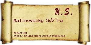 Malinovszky Sára névjegykártya