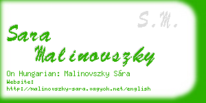 sara malinovszky business card